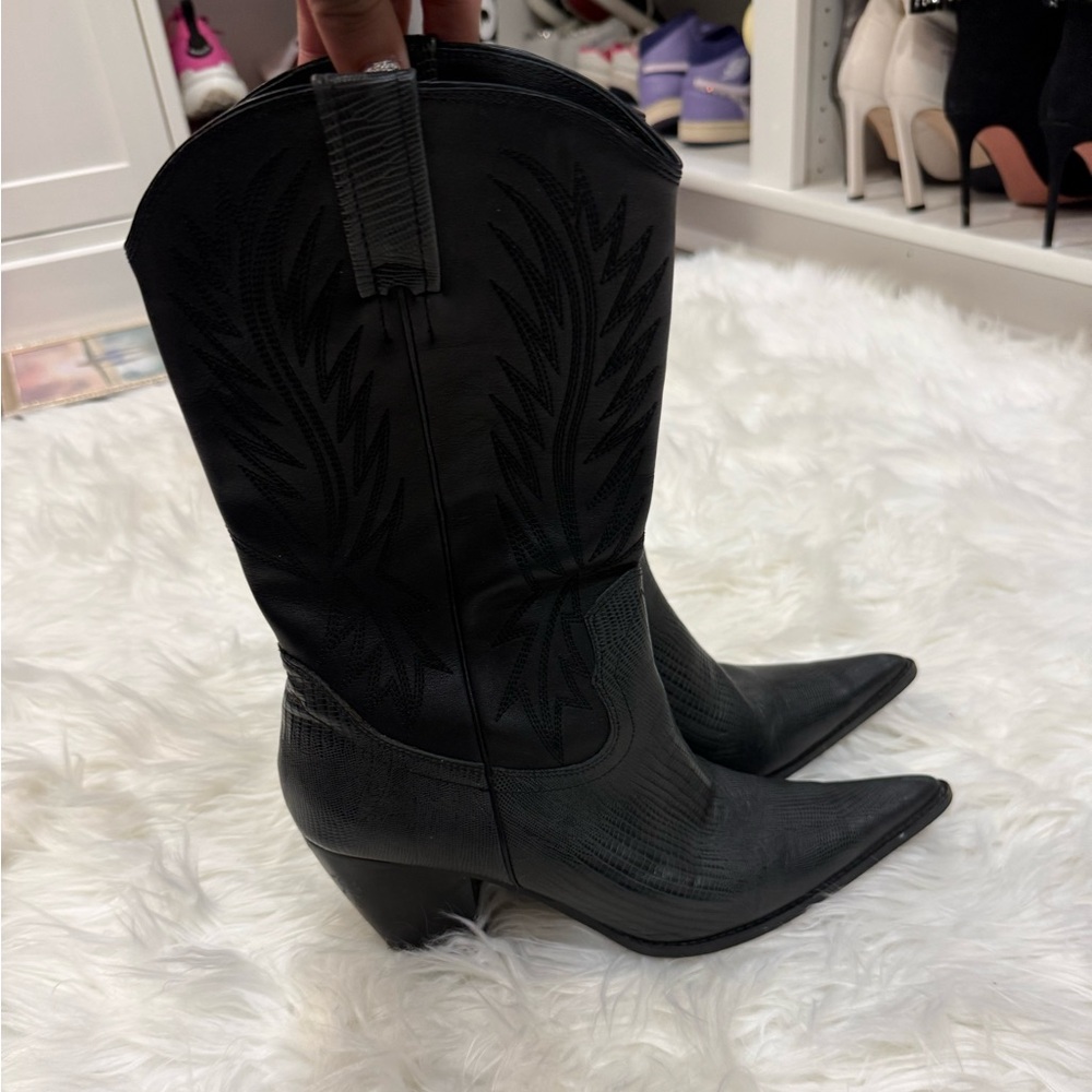 Pilgrim Black Heeled Cowboy Boots